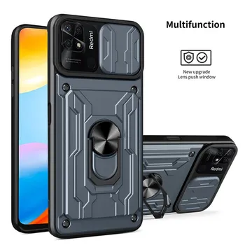 Чехол для Redmi 10C с текстурой, держатель для карт, защитное кольцо для камеры, защитный чехол для Xiaomi Redmi 10C 10 C, противоударные чехлы-бамперы для телефонов Redmi 10C розового золота