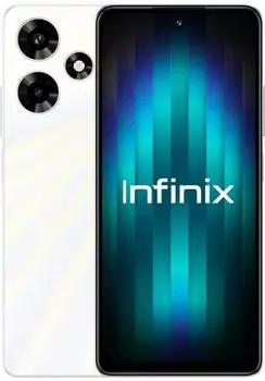 Смартфон Infinix Hot 30, 6.78" 2460x1080 IPS, MediaTek Helio G88, 4Gb RAM, 128Gb, 3G/4G, NFC, Wi-Fi, BT, 2xCam, 2-Sim, 5000 мАч, USB Type-C, Android 13, белый (10040068)