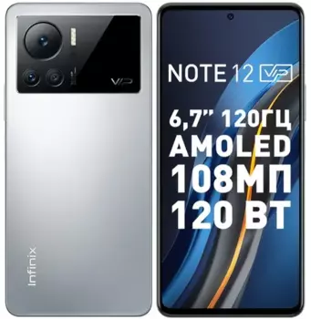 Смартфон Infinix Note 12 VIP, 6.67" 1080x2400 AMOLED, MediaTek Helio G96, 8Gb RAM, 256Gb, 3G/4G, NFC, Wi-Fi, BT, 3xCam, 2-Sim, 4500 мАч, USB Type-C, Android 12, серый