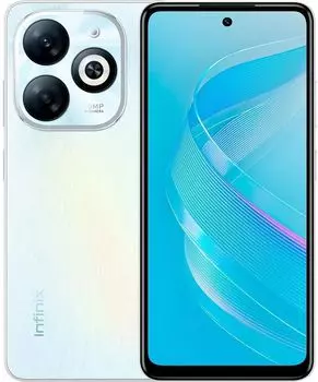 Смартфон Infinix Smart 8 Plus, 6.6" 720x1612 IPS, MediaTek Helio G36, 4Gb RAM, 128Gb, 3G/4G, NFC, Wi-Fi, BT, 2xCam, 2-Sim, 6000 мАч, USB Type-C, Android 13, белый (10047655)