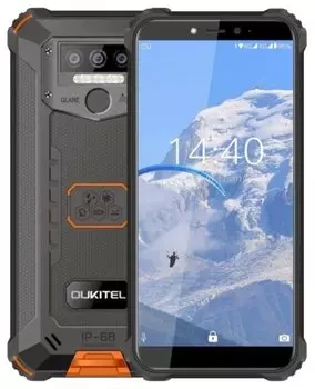 Смартфон OUKITEL WP5, 5.5" 1440x720 IPS, MediaTek Helio A22 (MT6761), 3Gb RAM, 32Gb, 3G/LTE, WiFi, BT, 3xCam, 2-Sim, 8000mAh, ударопрочный корпус, USB Type-C, Android 9.0, черный/оранжевый (OUKCWP5ORN) IP68