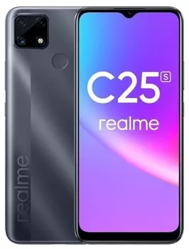 Смартфон Realme C25s, 6.5" 1600x720 IPS, MediaTek Helio G85, 4Gb RAM, 64Gb, 3G/4G, NFC, Wi-Fi, BT, 3xCam, 2-Sim, 6000 мАч, USB Type-C, Android 11, серый
