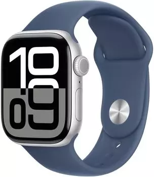 Смарт-часы Apple Watch Series 10 A2997, 1.96" OLED, серебристый/синий (MWWA3LW/A)