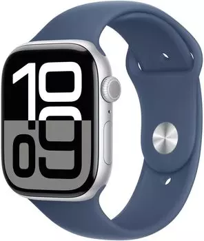 Смарт-часы Apple Watch Series 10 A2999, 46мм, 1.96" OLED, синий/серебристый (MWWM3ZP/A)