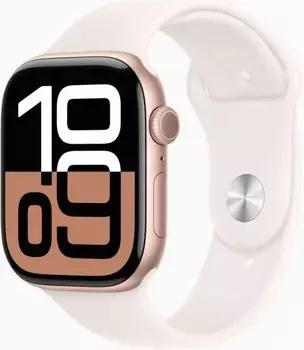 Смарт-часы Apple Watch Series 10 A2999, 46мм, 1.96" OLED, белый/розовый (MWX23LW/A)