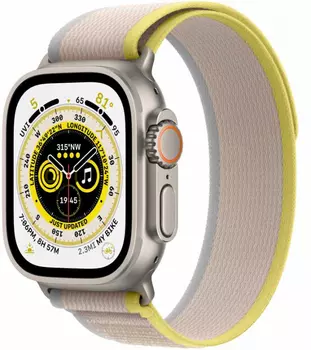Смарт-часы APPLE Watch Ultra 49 mm A2622 S/M OLED, титановый/желто-бежевый Trail Loop (MNHR3ZA/A)