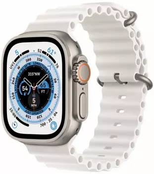 Смарт-часы Apple Watch Ultra A2622 49мм OLED, титановый/белый Ocean Band (MNH83LL/A)