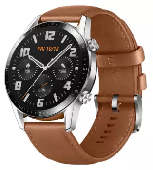 Смарт-часы Huawei Watch GT 2 Classic 46 mm, 1.39" AMOLED, серебристый/коричневый (55024334)