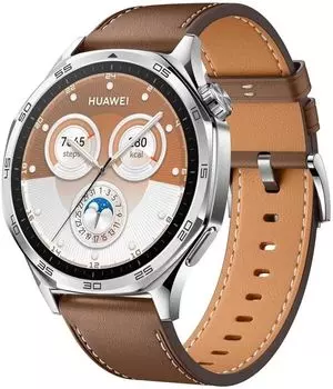 Смарт-часы Huawei Watch GT 5, 1.43" Amoled, серебристый/коричневый (VLI-B19/55020DGK)