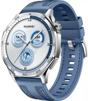 Смарт-часы Huawei Watch GT 5, 1.43" Amoled, синий/серебристый (VLI-B19/55020DGJ)