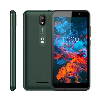 Смартфон BQ 5045L Wallet, 4.95" 480x960 TN MT8765WB, 1Gb RAM, 16Gb, 3G/4G, NFC, Wi-Fi, BT, Cam, 2-Sim, 2000mAh, Micro-USB, Android 10, зеленый