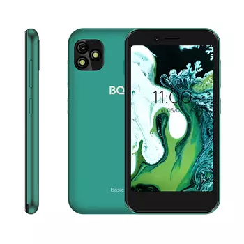 Смартфон BQ 5060L Basic, 5" 480x854 TFT, Unisoc SC9832E, 1Gb RAM, 8Gb, 3G/4G, Wi-Fi, BT, Cam, 2-Sim, 2000 мА⋅ч, Micro-USB, Android 11 Go, зеленый