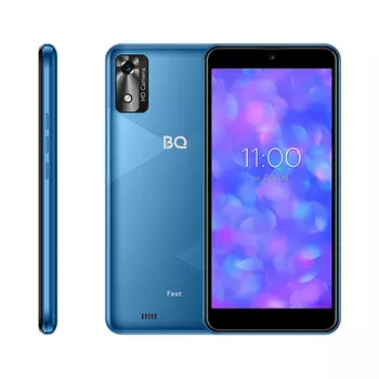 Смартфон BQ 5565L Fest, 5.45" 720x1440 IPS, Unisoc SC9832E, 2Gb RAM, 16Gb, 3G/4G, Wi-Fi, BT, Cam, 2-Sim, 2200 мАч, Micro-USB, Android 11 Go, голубой