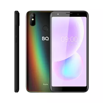 Смартфон BQ 6022G Aura, 5.99" 480x960 IPS, MediaTek MT6580M, 2Gb RAM, 16Gb, 3G, Wi-Fi, BT, Cam, 2-Sim, 2000 мА⋅ч, Micro-USB, Android 9.0, черный
