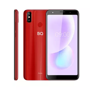 Смартфон BQ 6022G Aura, 5.99" 480x960 IPS, MediaTek MT6580M, 2Gb RAM, 16Gb, Cam, 2-Sim, 2000 мА⋅ч, Micro-USB, Android 9.0, красный