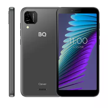Смартфон BQ Clever, 5.7" 720x1440 IPS, Unisoc Tiger T310, 3Gb RAM, 16Gb, 3G/4G, Wi-Fi, BT, Cam, 2-Sim, 2700 мА⋅ч, Micro-USB, Android 11, серый (5765L)
