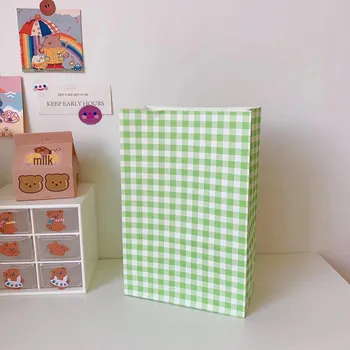 Корейский стиль цветной клетчатый крафт-мешок для свадебного подарка 15*8*23
