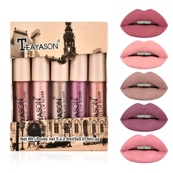 TEAYASON Mattic Fog Lip Glaze Five Мини-упакованный блеск для губ Блеск для губ Губная помада Губная помада Губная помада, которую нелегко окунуть Чашка телесного цвета Тыквенный цвет IT S VINTAGA