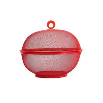 Сетчатая корзина для фруктов с крышкой, предотвращающая мухи, кухонная корзина, держатель для овощей, фруктов синий