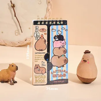 Милый мультфильм Capybara английский текстовый блокнот половина покрытия слова памяти студента мини портативный карманный экзаменационный блокнот слова 135x75mm