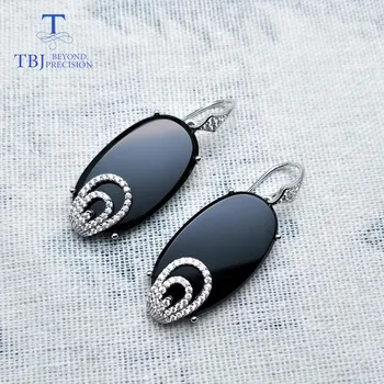 Длинные серьги с крючком Bolaijewelry Vogue, натуральный черный агат, оникс, серебро 925 пробы, розовое золото, 26,4 карата, серьги для подарка женщине L ярко-розовый