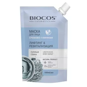 Маска для лица, Biocos, Лифтинг и Ревитализация, на основе голубой глины, 100 мл