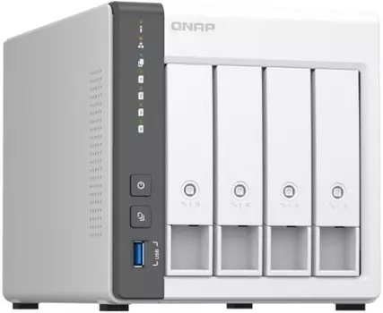Сетевой RAID-накопитель QNAP TS-433eU 4 отсека 3,5"/2,5", 2 порта 2,5 Гбит/с, ARM Cortex-A55 2,0 ГГц, 4 ГБ DDR4