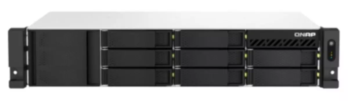 Сетевой RAID-накопитель QNAP TS-864eU-8G 8 отсеков 3,5"/2,5", 2 порта 2,5 GbE BASE-T, HDMI-порт, стоечное исполнение, 1 блок питания. Intel Celeron N5