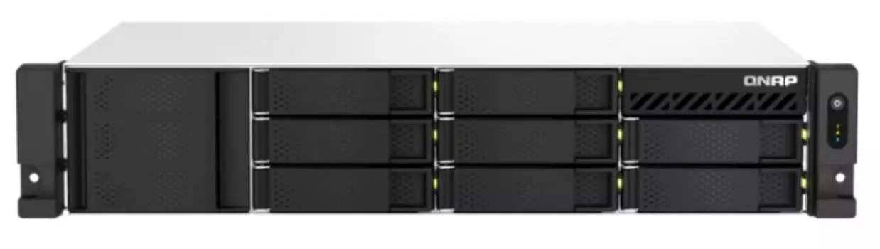Сетевой RAID-накопитель QNAP TS-864eU-RP-4G 8 отсеков 3,5"/2,5", 2 порта 2,5 GbE, HDMI-порт, стоечное исполнение, 2 блока питания. Intel Celeron N509