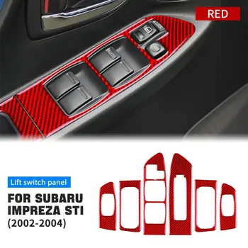 Наклейка для Subaru Impreza STI 2002 2003 2004 автомобиля, панель переключателя подъема окна, кнопка панели, накладка из настоящего углеродного волокна LHD Black