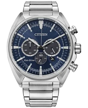 Мужские часы с хронографом Eco Drive Sport с браслетом из нержавеющей стали, 45 мм Citizen