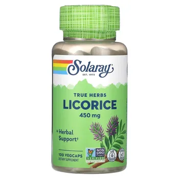 Солодка Solaray True Herbs, 450 мг, 100 растительных капсул