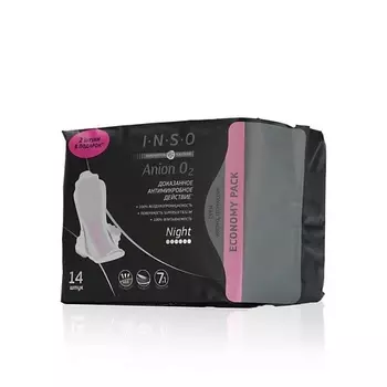 INSO Гигиенические прокладки с анионовым слоем Anion O2 Night 14