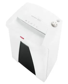 Шредер HSM Securio B24-3.9, секретность 2/P-2, 390 см/мин., перекрестный - 3.9 мм, объем 34 л, кол-во листов до 19 шт., скрепки, скобы, белый/черный (B24-3.9)