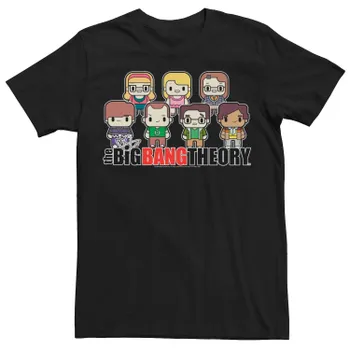 Мужская футболка в стиле чиби Group Shot The Big Bang Theory Licensed Character