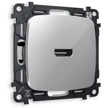Комплект механизма Ambrella Volt розетки HDMI 2.0 OMEGA MO414010 Серебро глянец 40V/500mA 2.0GHz 5-18Gbit/s QUANT
