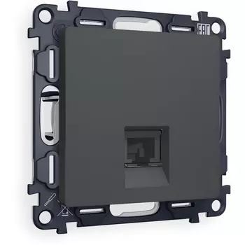 Комплект механизма Ambrella Volt телефонной розетки ALFA MA912030 Графит мягкое касание RJ-11(4P4C) с защитной шторкой QUANT