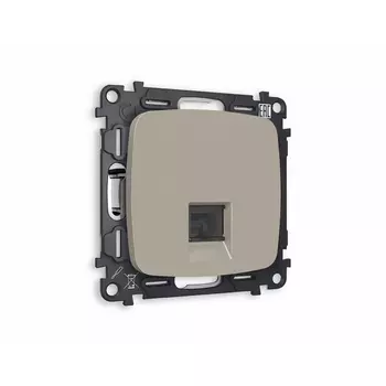 Комплект механизма Ambrella Volt телефонной розетки OMEGA MO372030 Серо-бежевый матовый RJ-11(4P4C) с защитной шторкой QUANT