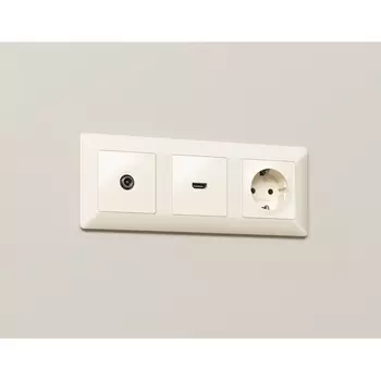 Комплект механизма Ambrella Volt TV розетки проходной ALFA MA333030 Бежевый матовый 5-1000 MHz 4dB QUANT