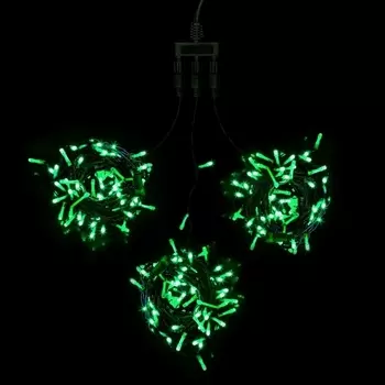 Комплект 3 Зеленых Нити по 20м, LED, Провод Черный ПВХ, IP54 Laitcom На деревья KDD600-11-1G