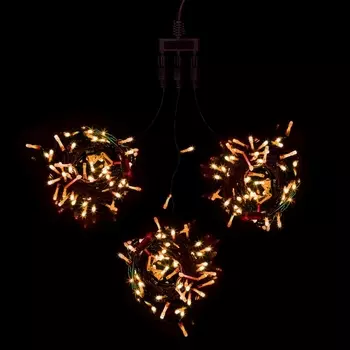 Комплект 3 Желтых Нити по 20м, LED, Провод Черный ПВХ, IP54 Laitcom На деревья KDD600-11-1Y