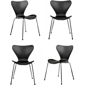 Комплект из 4-х стульев Bradex Home Seven Style черный с хромированными ножками (FR 0425K)