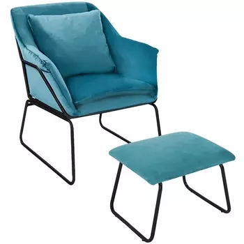 Комплект кресло и оттоманка бирюзовый Bradex Home Alex FR 0414K