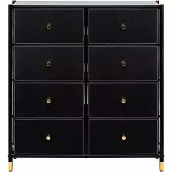 Комод Leset Нирита/Хайди, 8 ящиков, Черный (Сталь,Экокожа/Черный) арт.2500000209741