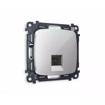 Комплект механизма Ambrella Volt компьютерной розетки OMEGA MO412010 Серебро глянец RJ-45(8P8C) CAT6 с защитной шторкой QUANT