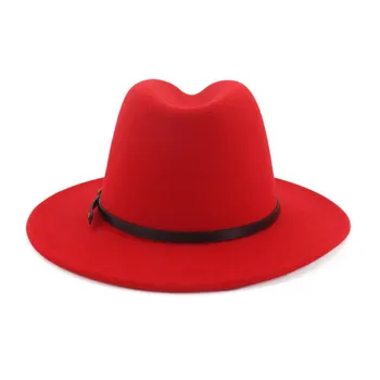 Двухцветная широкая шерстяная шляпа Fedora, панамская шляпа, повседневные джазовые шляпы для мужчин и женщин One Size чёрный