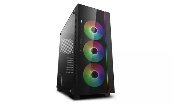 Корпус Deepcool MATREXX 55 V3 ADD-RGB 3F без БП, большое боковое окно, 3xRGB LED 120мм вентилятора спереди, RGB LED спереди, черный, ATX (MATREXX 55 V3 ADD-RGB 3F)