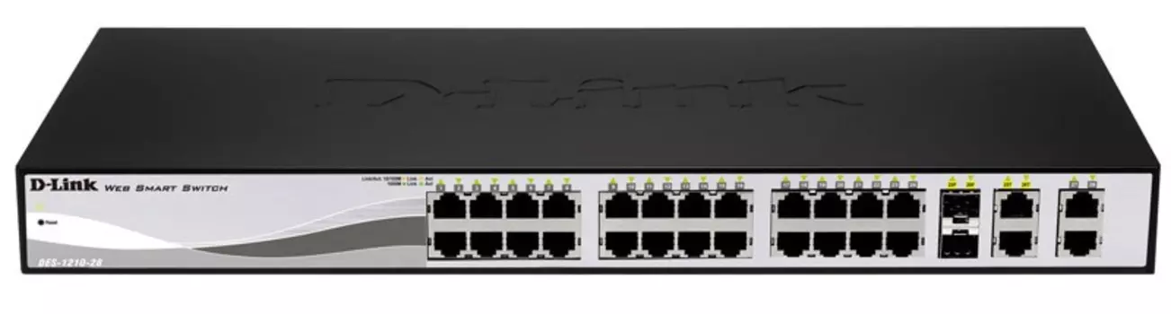 Коммутатор D-Link DES-1210-28/C1A 24x100Mb 4G настраиваемый