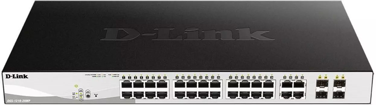 Коммутатор D-Link DGS-1210-28MP/F2A 24G 24PoE+ 370W настраиваемый