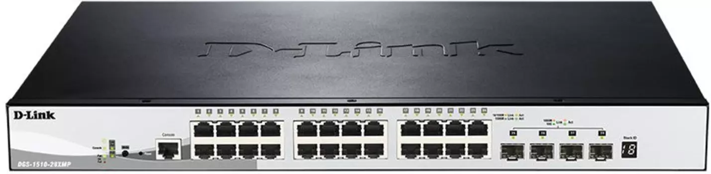 Коммутатор D-Link DGS-1510-28XMP/A1A 24G 24PoE+ 370W настраиваемый